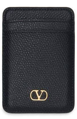 Valentino Garavani Valentino Garavani VLogo Signature Magnetic Leather Card Case