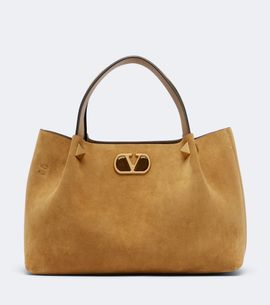 Valentino Garavani Valentino Garavani VLogo Signature Small suede top-handle bag