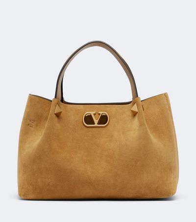 Valentino Garavani Valentino Garavani VLogo Signature Small suede top-handle bag