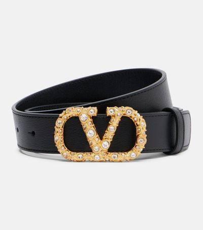 Valentino Garavani Valentino Garavani VLogo SwarovskiÂ®-embellished leather belt