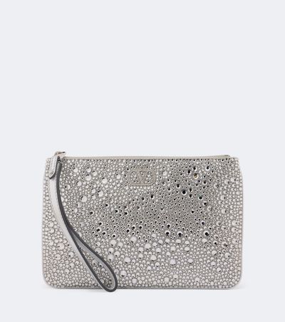 Valentino Garavani Valentino Garavani VLogo Swarovski®-embellished leather pouch