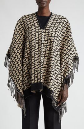 Valentino Garavani Valentino Garavani VLOGO Toile Iconographe Virgin Wool & Cashmere Poncho