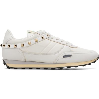 Valentino Garavani Valentino Garavani White Leather & Nylon Stud Up Sneakers