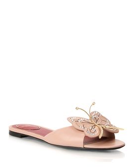 Valentino Garavani Valentino Garavani Women's Flutterby Embellished Leather Slide Sandals