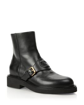 Valentino Garavani Valentino Garavani Women's VLogo Leather Buckled Booties