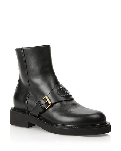 Valentino Garavani Valentino Garavani Women's VLogo Leather Buckled Booties
