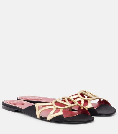 Valentino Garavani Valentino Garavani Wonderweb VLogo metallic leather slides