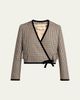 Valentino Garavani Velvet-Trim Houndstooth Crop Wrap Jacket - 1