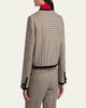 Valentino Garavani Velvet-Trim Houndstooth Crop Wrap Jacket - 3