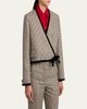 Valentino Garavani Velvet-Trim Houndstooth Crop Wrap Jacket - 4