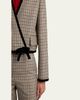 Valentino Garavani Velvet-Trim Houndstooth Crop Wrap Jacket - 5