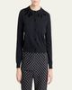 Valentino Garavani Velvet Bow Wool Crewneck Cardigan - 4