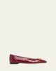 Valentino Garavani VLogo Croc-Embossed Leather Ballerina Flats - 1