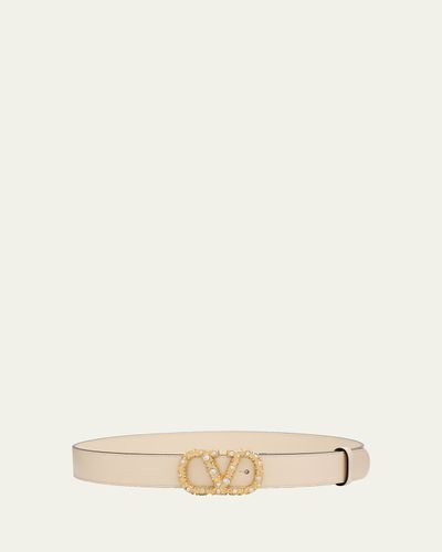 Valentino Garavani VLogo Signature Belt In Shiny Calfskin with Crystals