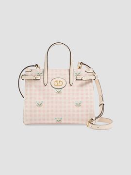 Valentino Garavani Women's Antibes Small Top Handle Bag in Vichy Le Chat De La Maison Canvas