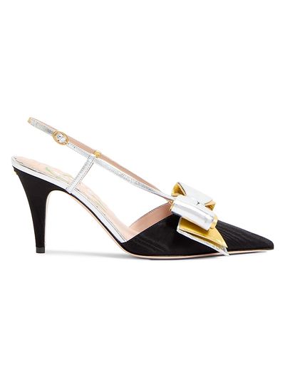 Valentino Garavani Bowow Slingback 85MM Pumps in Moirè Fabric