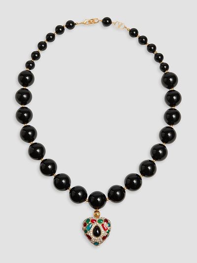 Valentino Garavani Women's Coeur Royal Necklace in Metal, Resin, Enamel and Swarovski Crystals