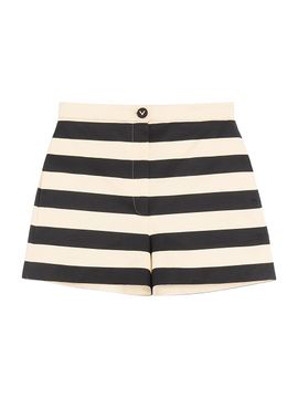 Valentino Garavani Women's Cotton Satin Shorts with Maxi Barré Stripe