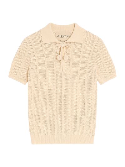 Valentino Garavani Women's Embroidered Cotton Knit Polo Shirt