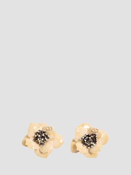 Valentino Garavani Women's Fleur Lumineuse Earring in Metal, Enamel and Fabric