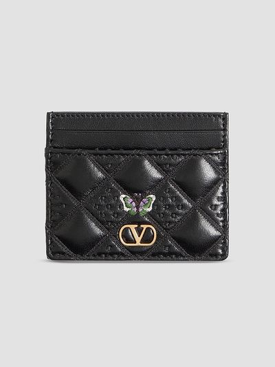 Valentino Garavani Women's Flutterby Cardholder in Shiny Nappa Leather