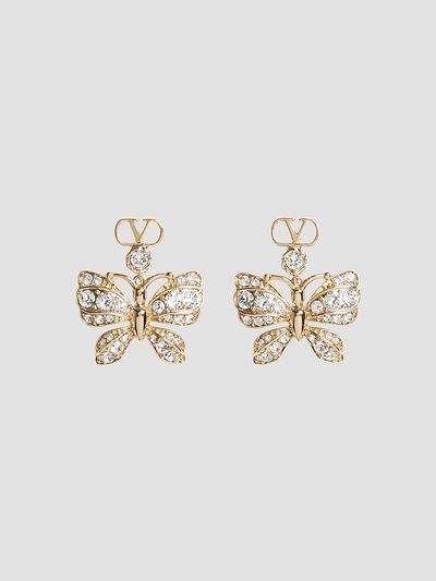 Valentino Garavani Women's Flutterby Earrings in Metal and Swarovski Crystals