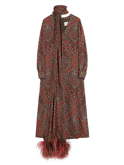 Valentino Garavani Women's Georgette Midi Dress with Voyage Imaginaire Cashmere Print