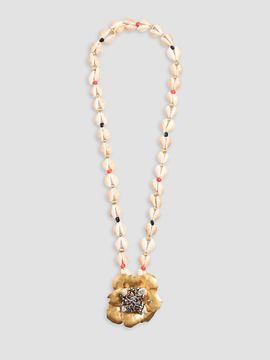 Valentino Garavani Women's Jardin Aquatique Necklace in Metal, Fabric, Shells, Coral and Onyx