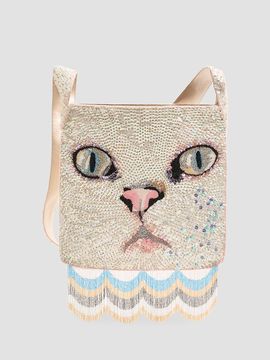 Valentino Garavani Women's Le Chat De La Maison Embroidered Crossbody Bag with Fringes