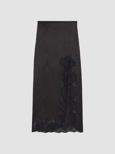 Valentino Garavani Women's Long Skirt in Crepe Satin with Lace