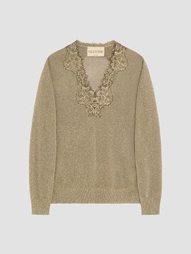 Valentino Garavani Women's Lurex Jumper with Lace