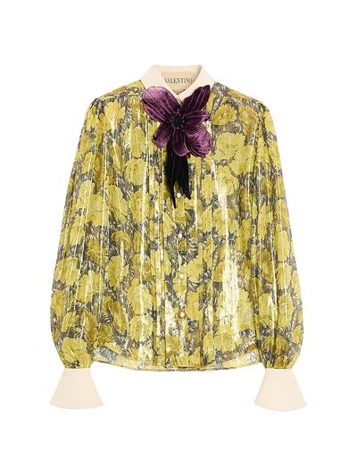 Valentino Garavani Women's Lurex Shirt with Après L'hiver Poppies Print