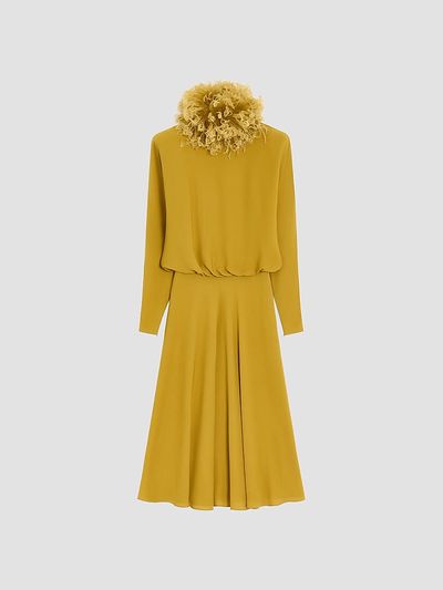 Valentino Garavani Women's Midi Dress in Georgette with Feathers