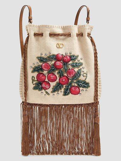 Valentino Garavani Women's Nellcote Alice Embroidered Crossbody Bag with Fringes