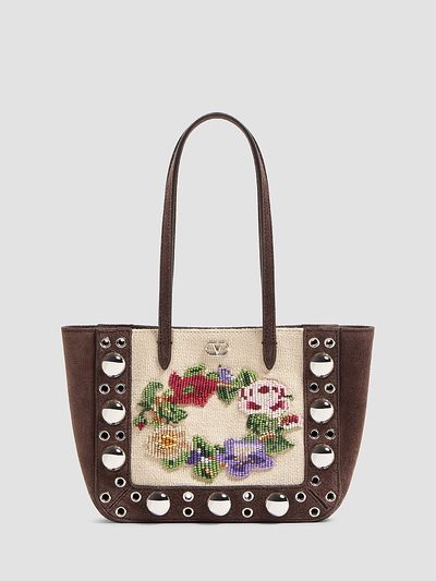 Valentino Garavani Women's Nellcote Mini Embroidered Top Handle Bag