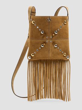 Valentino Garavani Women's Nellcôte Small Shoulder Bag in Suede with Fringes