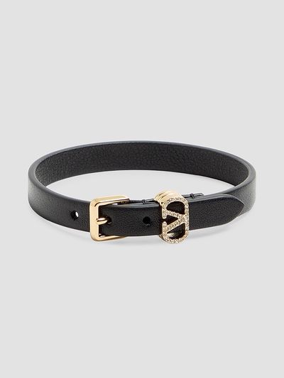 Valentino Garavani Women's Ovalette Bracelet in Leather and Swarovski Crystals