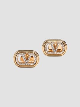 Valentino Garavani Women's Ovalette Earrings in Metal and Swarovski Crystals