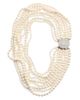 Valentino Garavani Women's Ovalette Necklace in Metal, Baroque Glass Pearls, and Swarovski Crystals - 1