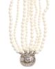 Valentino Garavani Women's Ovalette Necklace in Metal, Baroque Glass Pearls, and Swarovski Crystals - 4