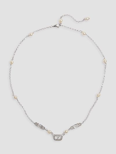 Valentino Garavani Women's Ovalette Necklace in Metal, Pearls and Swarovski Crystals