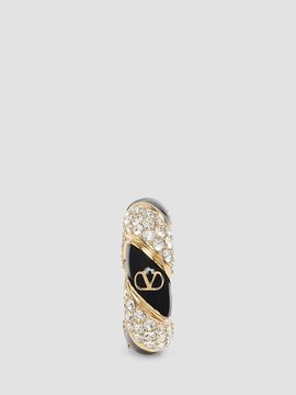 Valentino Garavani Women's Pas Plus Mono Earring in Metal, Enamel and Swarovski Crystals