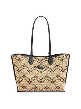 Valentino Garavani Women's Raffia Tote Bag with Geometric Pattern
