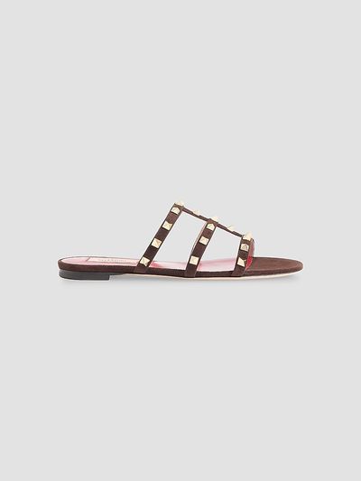 Valentino Garavani Women's Rockstud 5MM Slide Sandals in Suede