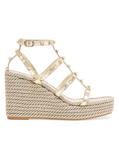 Valentino Garavani Women's Rockstud Laminated 95MM Nappa Wedge Sandals