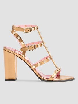 Valentino Garavani Women's Rockstud Laminated Calfskin 90MM Sandals with Straps