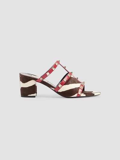 Valentino Garavani Women's Rockstud Slide 60MM Sandal in Pony Effect Calfskin