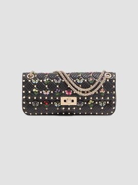 Valentino Garavani Women's Rockstud Spike Shoulder Bag in Embroidered Nappa Leather