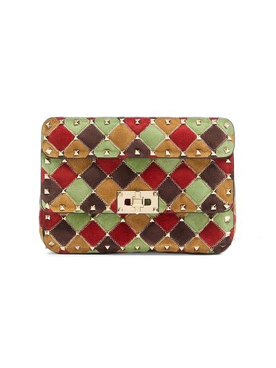 Valentino Garavani Women's Rockstud Spike Small Patchwork Suede Shoulder Bag