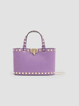 Valentino Garavani Women's Rockstud Top Handle Bag in Grainy Calfskin